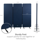 Vivo Freestanding 72 X 66 Inch Privacy Panel, Cubicle Divider, Acoustic Wall Partition, X3 24 Inch Panels, Navy Blue, Pp-3-T072Nb