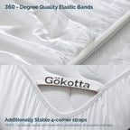 Gokotta Bamboo Rayon Fitted Sheet And Pillow Cases, Super Soft Cooling Fitted Sheet With 4 Elastic Corner Straps - 15'' Pocket F