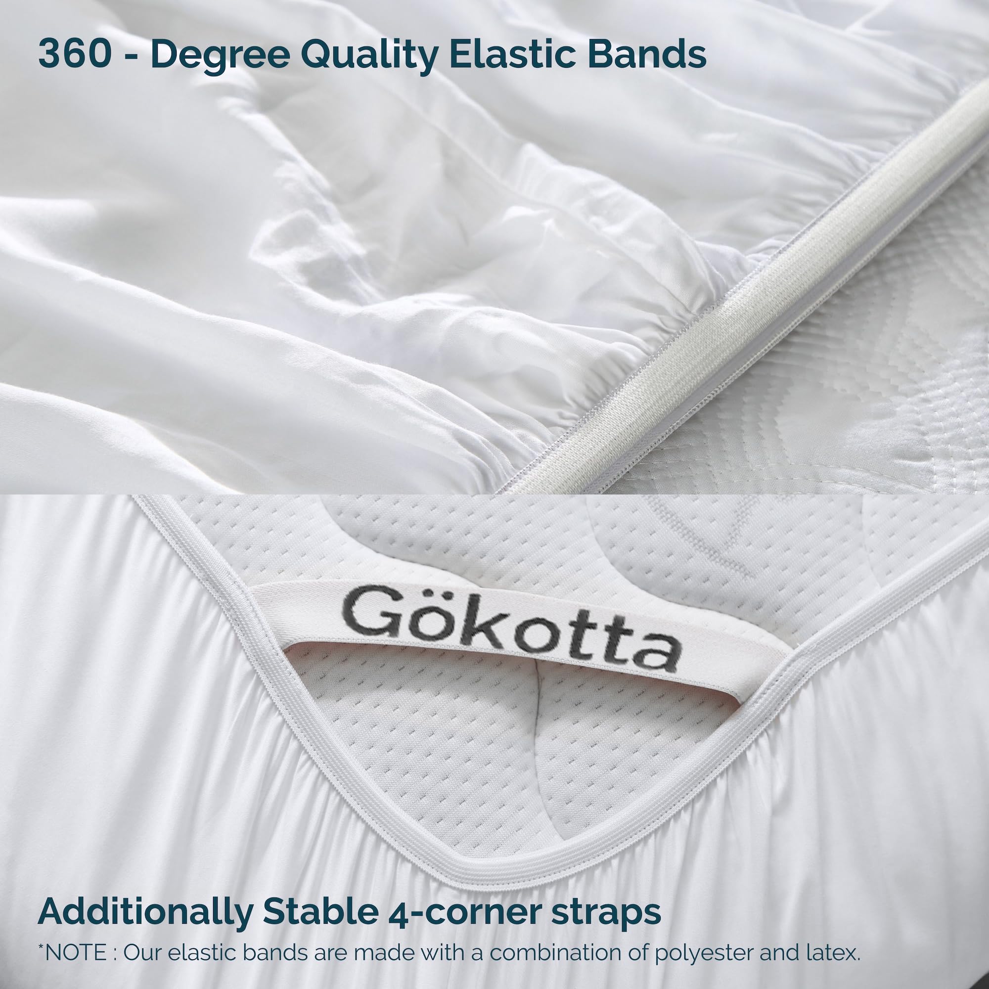 Gokotta Bamboo Rayon Fitted Sheet And Pillow Cases, Super Soft Cooling Fitted Sheet With 4 Elastic Corner Straps - 15'' Pocket F