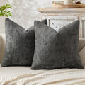 Miulee Pack Of 2 Dark Gray Decorative Pillow Covers 18X18 Inch Soft Chenille Couch Throw Pillows Farmhouse Cushion Covers For Ho