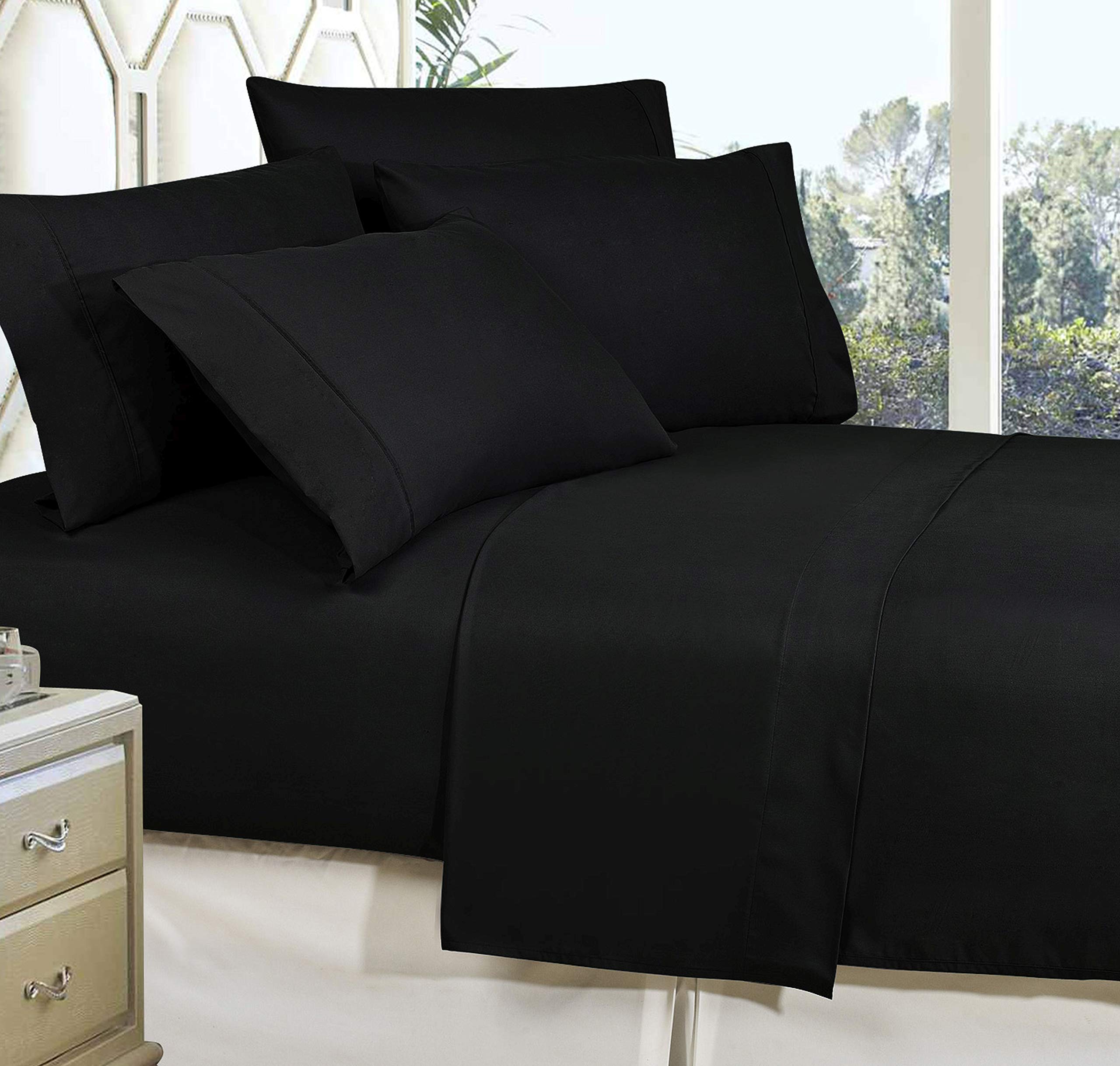 Elegance Linen Wrinkle Resistant Luxury 6-Piece Bed Sheet Set - 1500 Thread Count Egyptian Quality Silky Soft #1 Rated Sheet Set