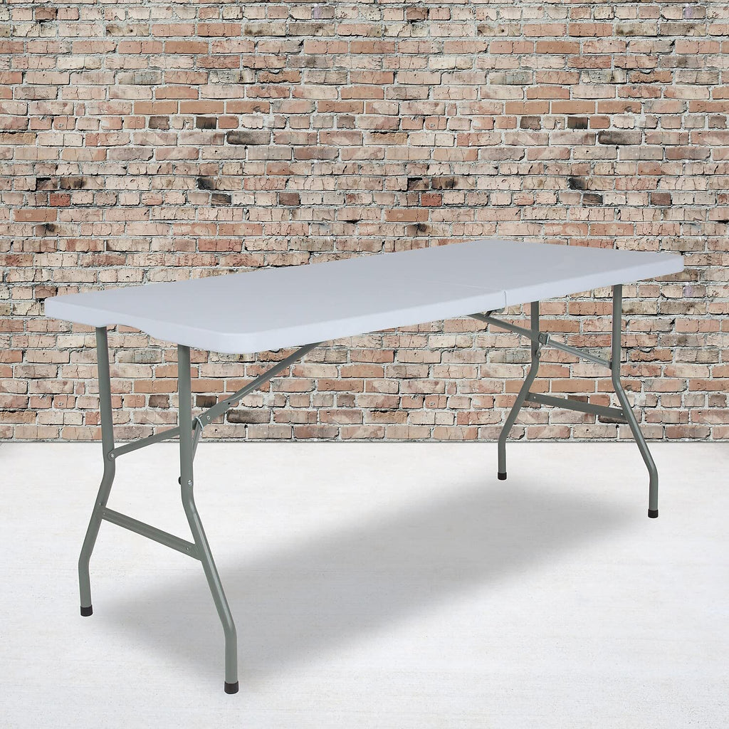 Flash Furniture Kathryn 4.97-Foot Bi-Fold Granite White Plastic Folding Table