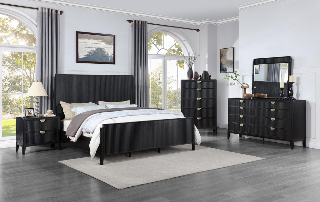 Coaster Home Furnishings Brookmead Transitional 5-Piece Bedroom Set California King Size Panel Bed Frame 60-inch Headboard Black 224711KW-S5