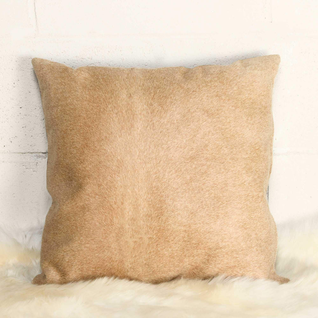 HomeRoots Cowhide, Microsuede, Polyfill 18' x 18' x 5' Tan Cowhide Pillow 2 Pack