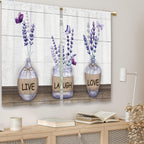 Laifzere Farmhouse Purple Lavender Kitchen Curtains Bottle Rustic Country Flower Small Short Cafe Window Curtains Floral Plank R