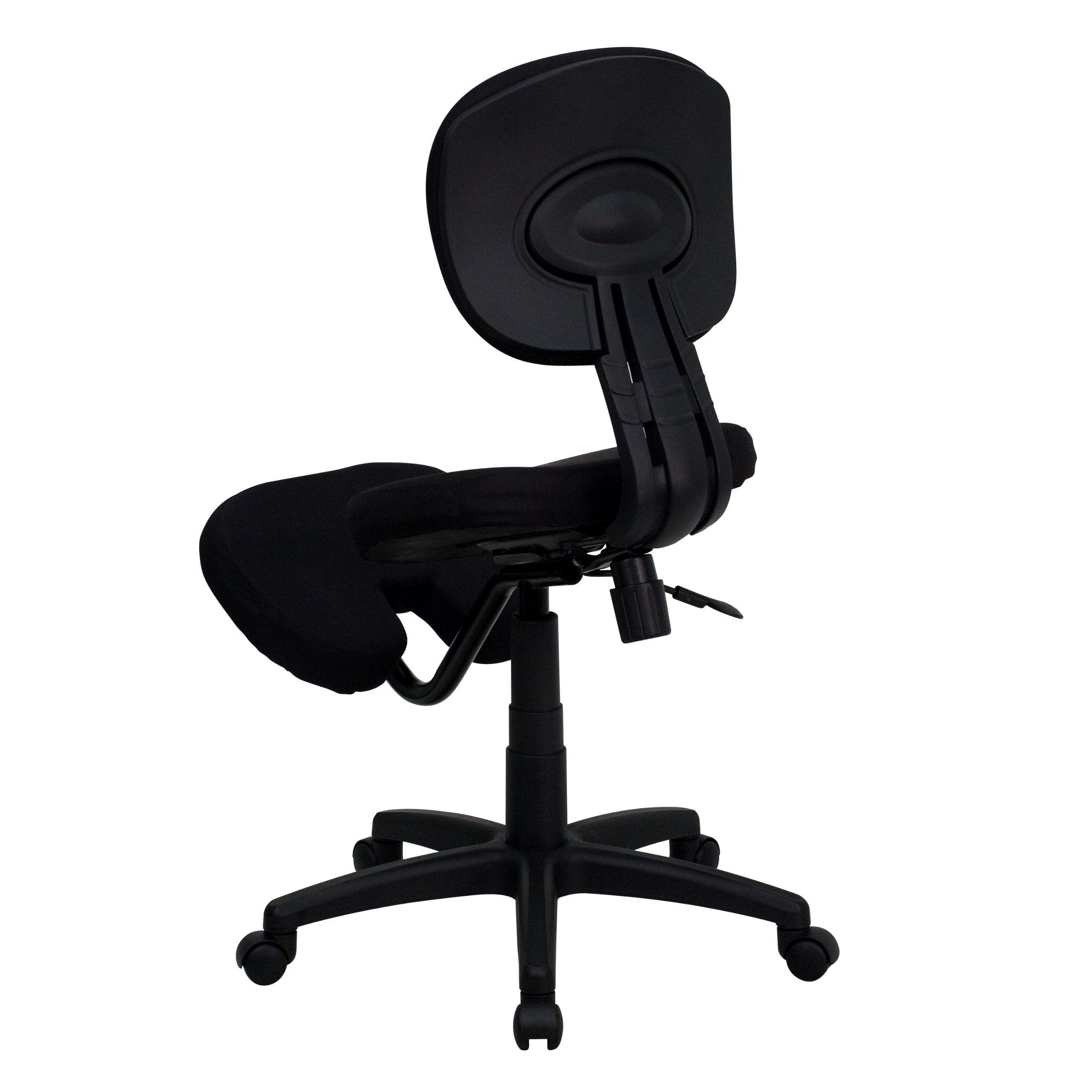Flash Furniture Tatum Mobile Ergonomic Kneeling Posture Task Office Chair with Back in Black Fabric