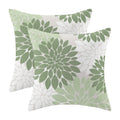 Cxmeifly Sage Green White Pillow Covers 18X18 Inch Set Of 2 Dahlia Floral Decor Throw Pillows Summer Modern Geometry Flower Outd