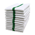 POLYTE Microfiber All-Purpose Ribbed Terry Bar Mop Towel for Home, Kitchen, Restaurant Cleaning (14x17, White w/Green Stripe) 12
