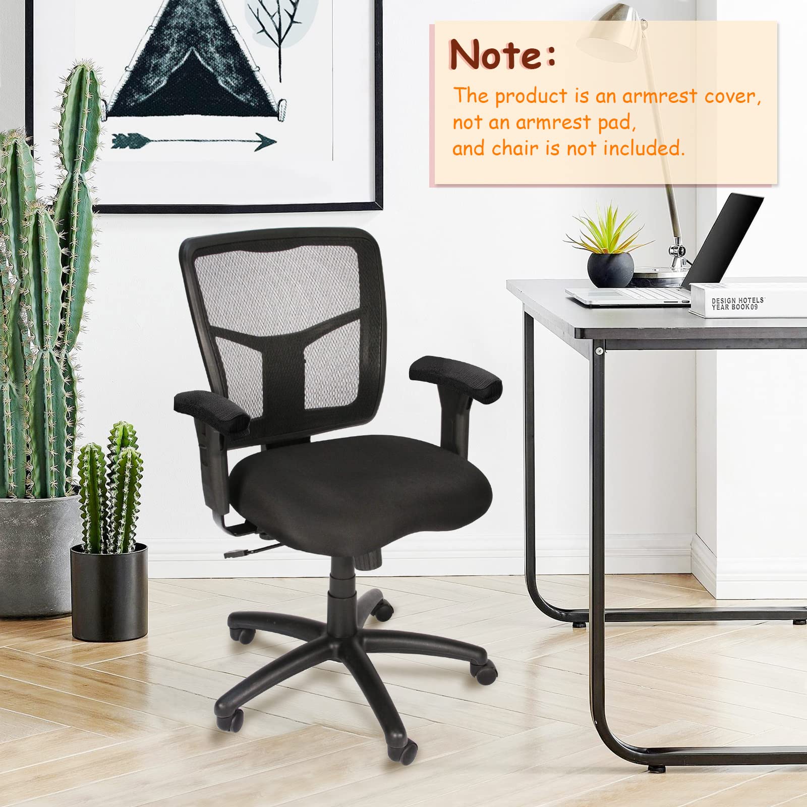 Trycooling 2 Pcs Polyester Removable Machine Washable Office Chair Armrest Slipcovers Covers (Length-30Cm) (Black)