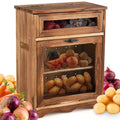 Colingmill Wooden Countertop Storage Cabinet Potato and Onion Bin Box Small Wooden Bread Storage Bins Potato Container with Lid 