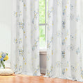 Yellow Blue Grey Printed Floral Room Darkening Curtains 84 Inches Long For Living Room Summer Spring Heat Blocking Grommet Water