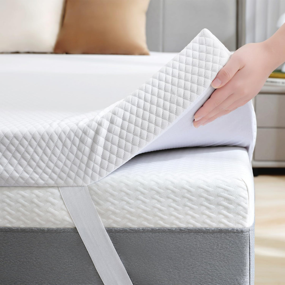 Sinweek 2 Inch Gel Memory Foam Mattress Topper King Size, Ventilated High Density Pad For Back Pain, Bed Topper With Removable S