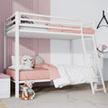 SHA CERLIN Loft Bunk Bed Twin Over Twin Size with Ladder and Guardrail,Heavy Duty Metal Slats Support No Box Spring Needed Small