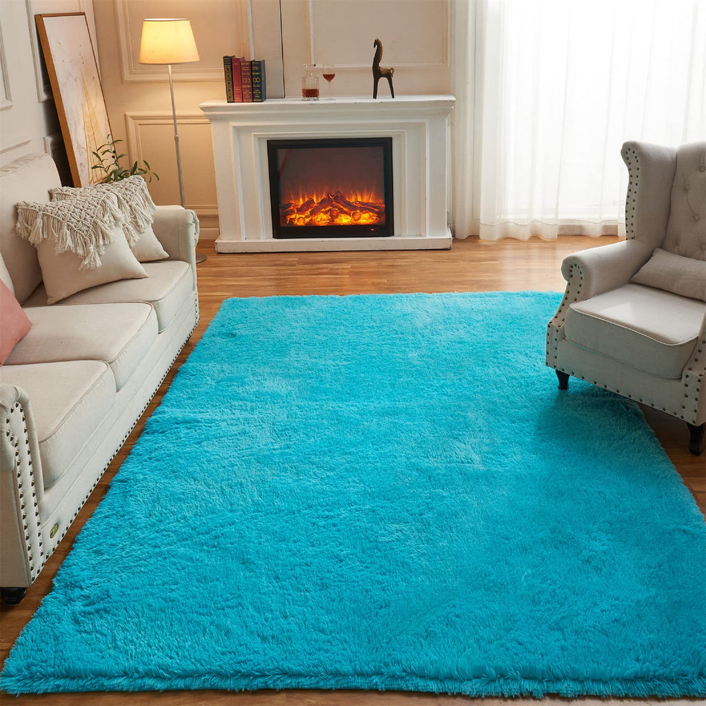 Arbosofe Area Rugs for Living Room Bedroom, 4X6 ft Tie Dyed Light Grey Fluffy Fuzzy Shag Small Carpet Soft Plush Furry Clearance