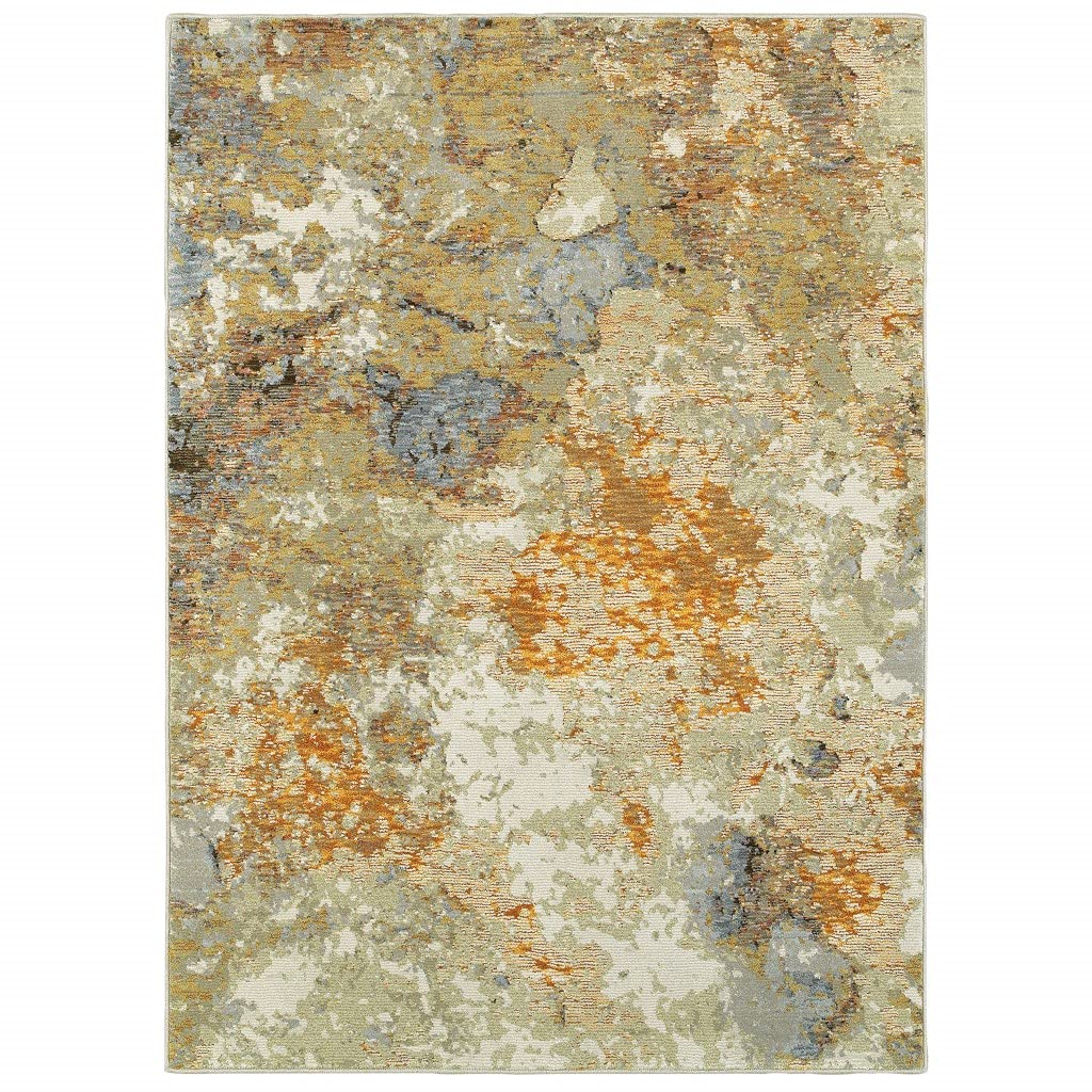 HomeRoots Nylon, Polypropylene 3’ x 5’ Modern Abstract Gold and Beige Indoor Area Rug