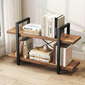 HSH 2 Tier Industrial Solid Wood Bookshelf, Distressed Brown