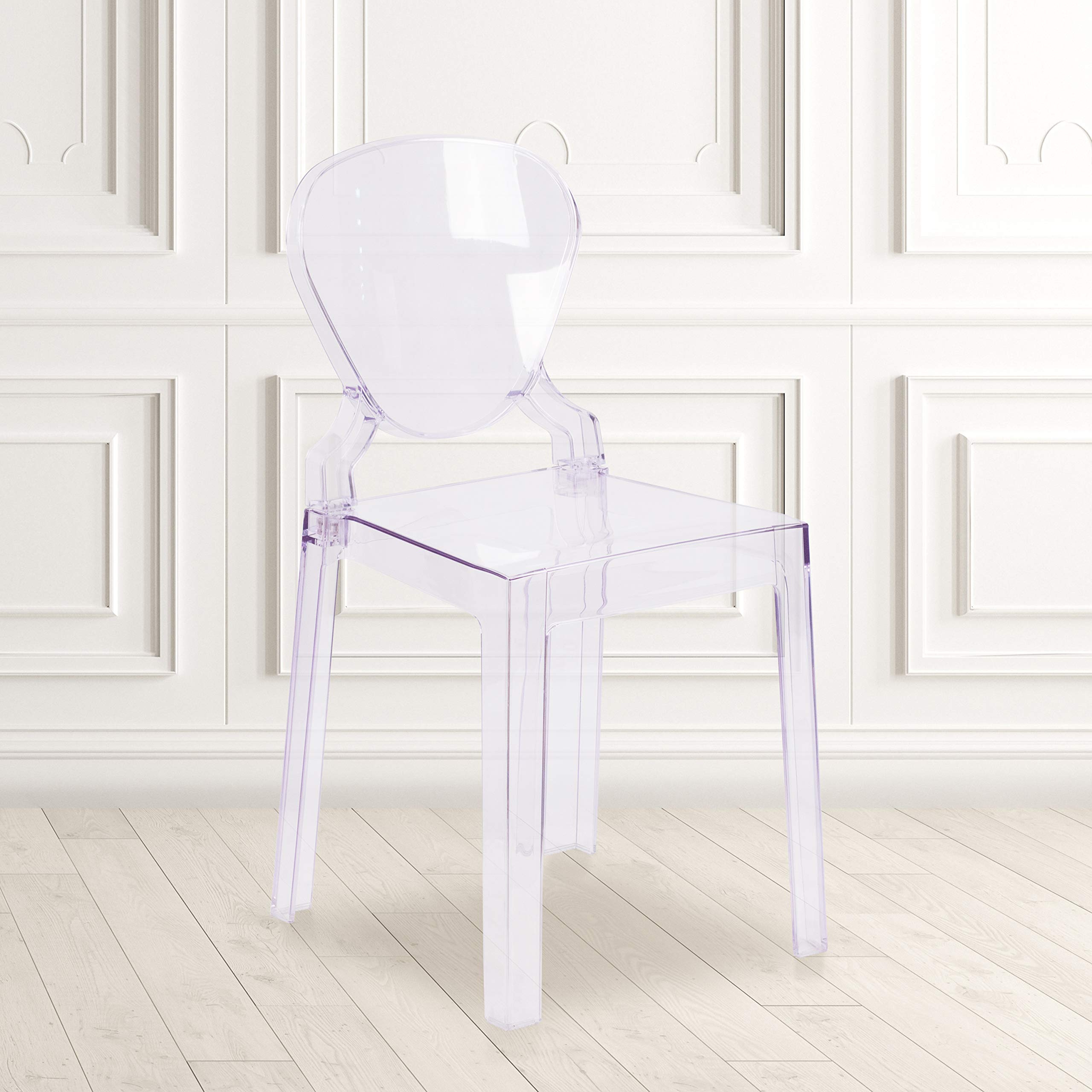 Flash Furniture Theo Ghost Chair with Tear Back in Transparent Crystal