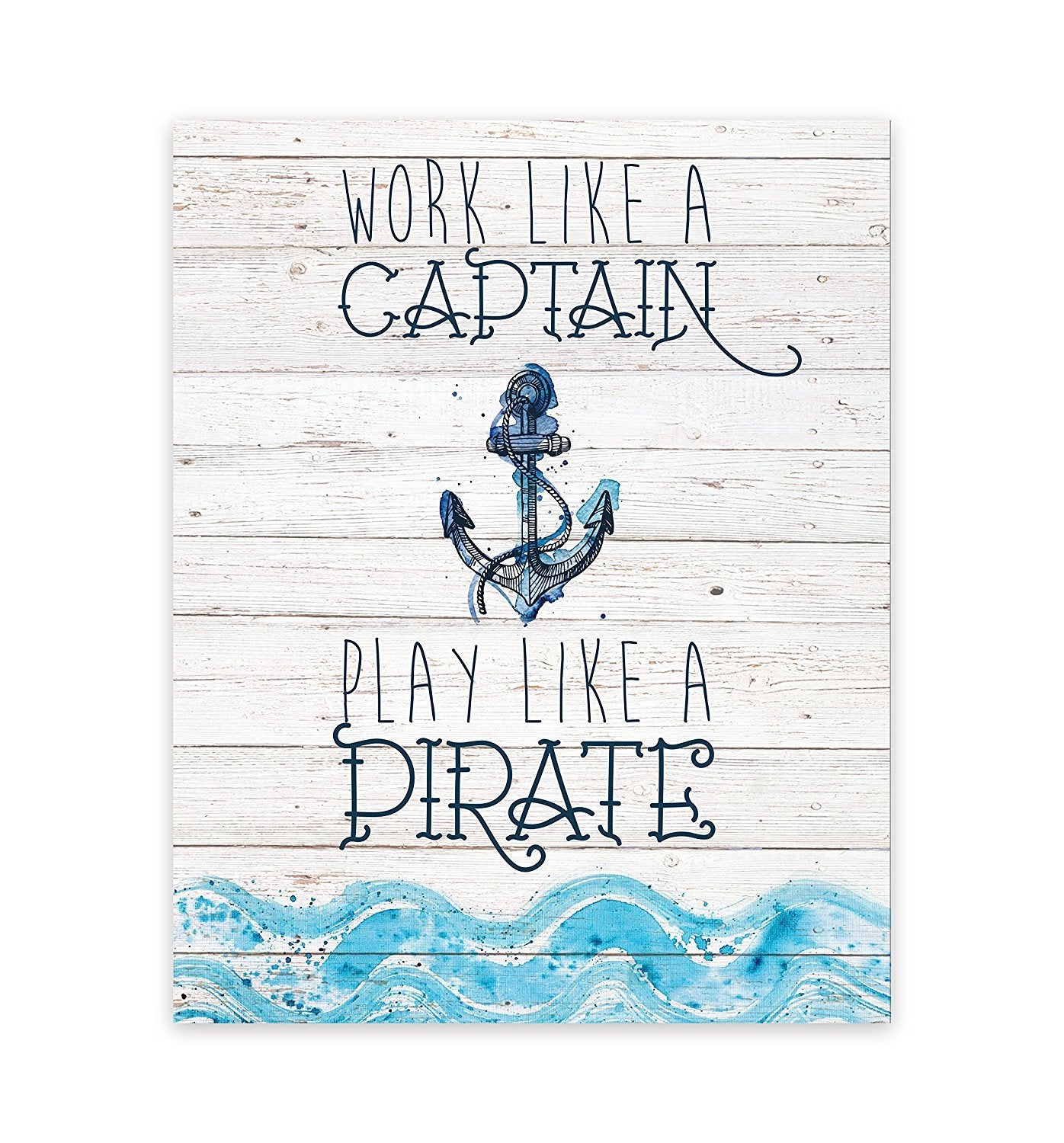Work Like A Captain, Play Like A Pirate 16x20 Inch Print, Pirate Art for Kids, Baby Art, Nursery D  cor for Baby Boy, Pirate Art