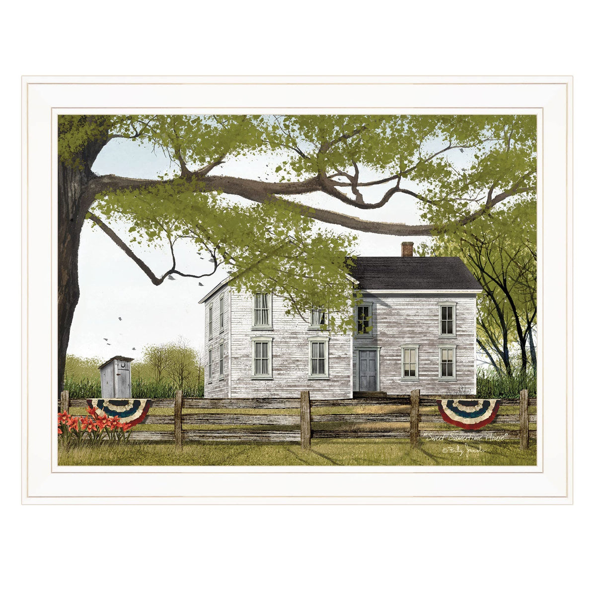 Vintage White Farmhouse Framed Print Wall Art