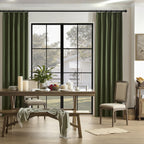Dualife 96 Inch Curtains & Drapes Olive Dark Green 2 Panels,Back Tab Ceiling Viral Pleated Hooks Curtains For Track System,Therm
