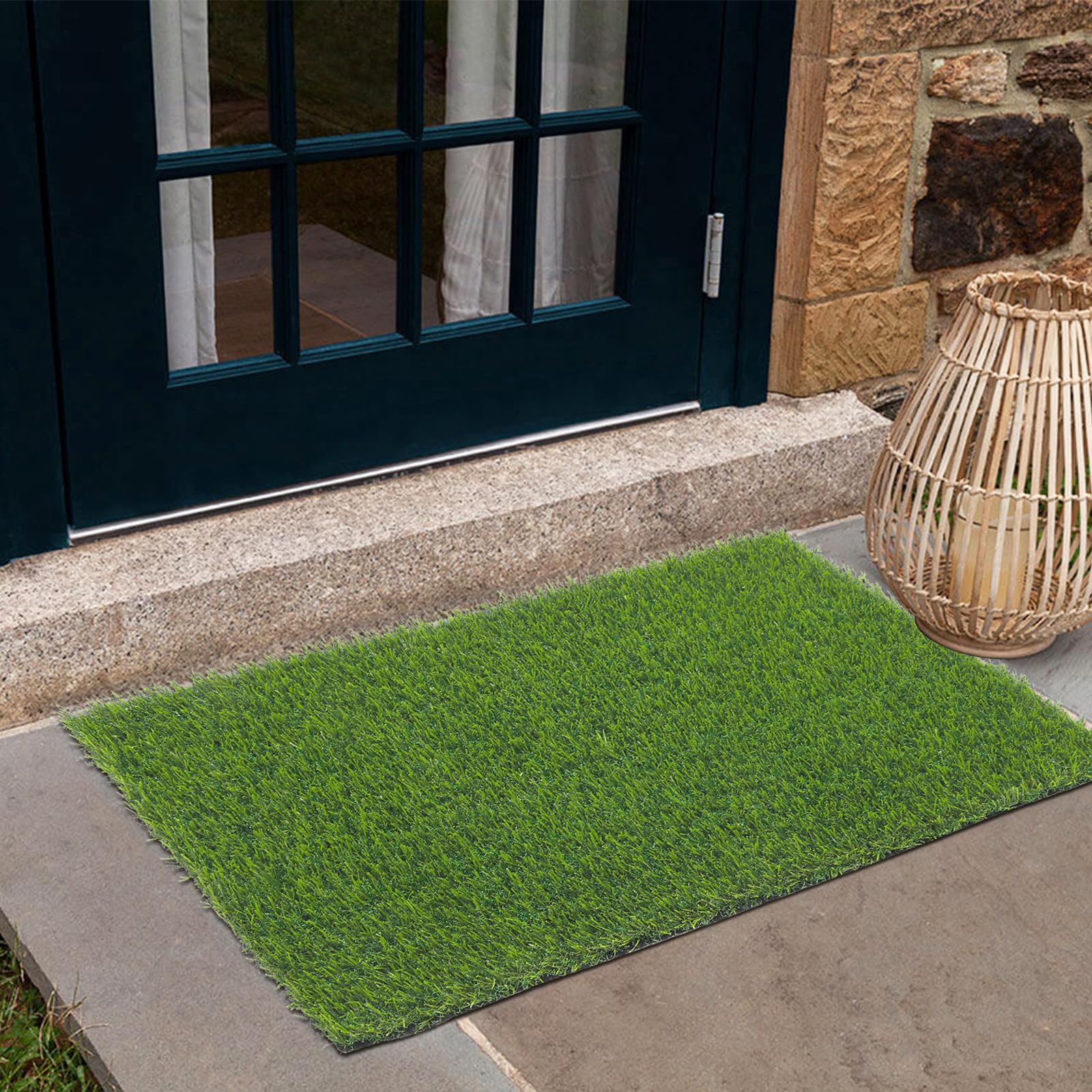 Shacos Artificial Turf Grass Door Mats 24'X36' Indoor Outdoor 1.2 Inch Fake Grass Mat Grass Rugs With Drainage Holes Grass Pad