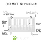 Babyletto Hudson 3-In-1 Convertible Crib With Toddler Bed Conversion Kit In White And Washed Natural, Greenguard Gold Certified
