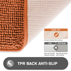 Pureswan Burnt Orange Bathroom Rugs - Absorbent And Washable Bath Mat, Non-Slip, Thick Soft Chenille Bath Rugs For Bathroom Floo