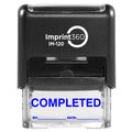 Supply360 As-Imp1108B - Completed Stamp With By: & Date:, Blue Ink, Heavy Duty Commerical Self-Inking Rubber Stamp, 9/16 ' X 1-