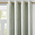 Mint Green And Silvery 100% Blackout Jacquard Geometric Pattern Curtains,52 Inch Wide 120 Inch Length 2 Panels, Thermal Insulate