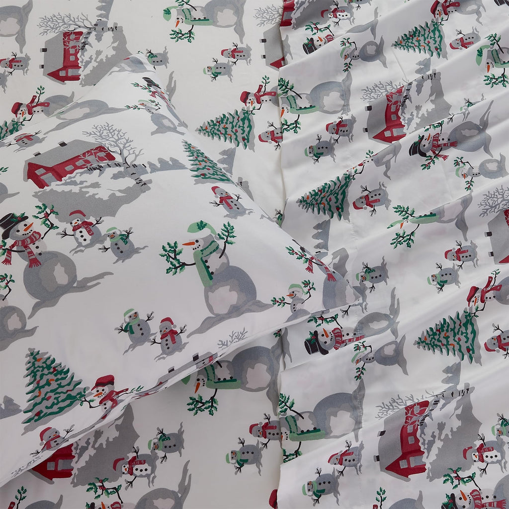 Great Bay Home 3-Piece Twin Microfiber Sheet Set Holiday-Printed, Ultra-Soft, Wrinkle & Fade-Resistant Patterns Inspired By Holidays All-Season Bedding Sheets & Pillowcases (Twin, Winter Wonderland)