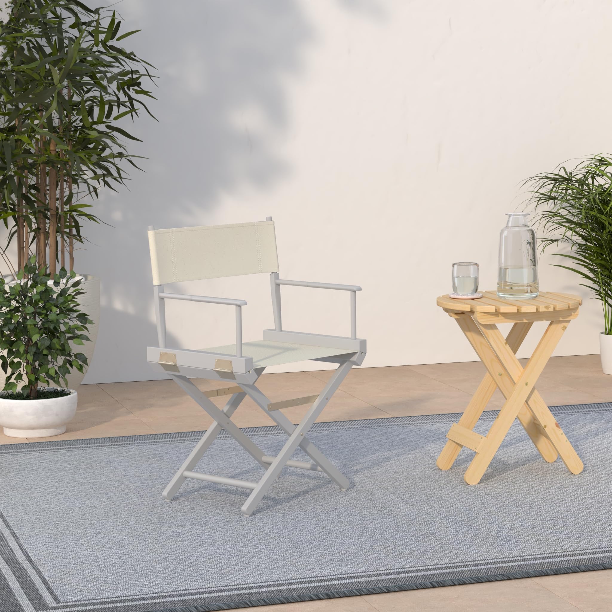 Casual Home 18" Director'S Chair White Frame With Wheat Canvas