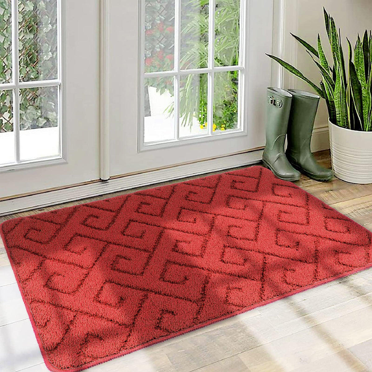 Walensee Indoor Doormat, Front Door Mat For Entrance (36'X59' Red) Machine Washable Entryway Rug, Non Slip Trapper Door Rugs A
