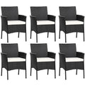 Relax4Life Wicker Patio Chairs Set Of 6, Indoor Outdoor Pe Rattan Armchairs W/Cane Back, Seat Cushions For Bistro Porch Poolside