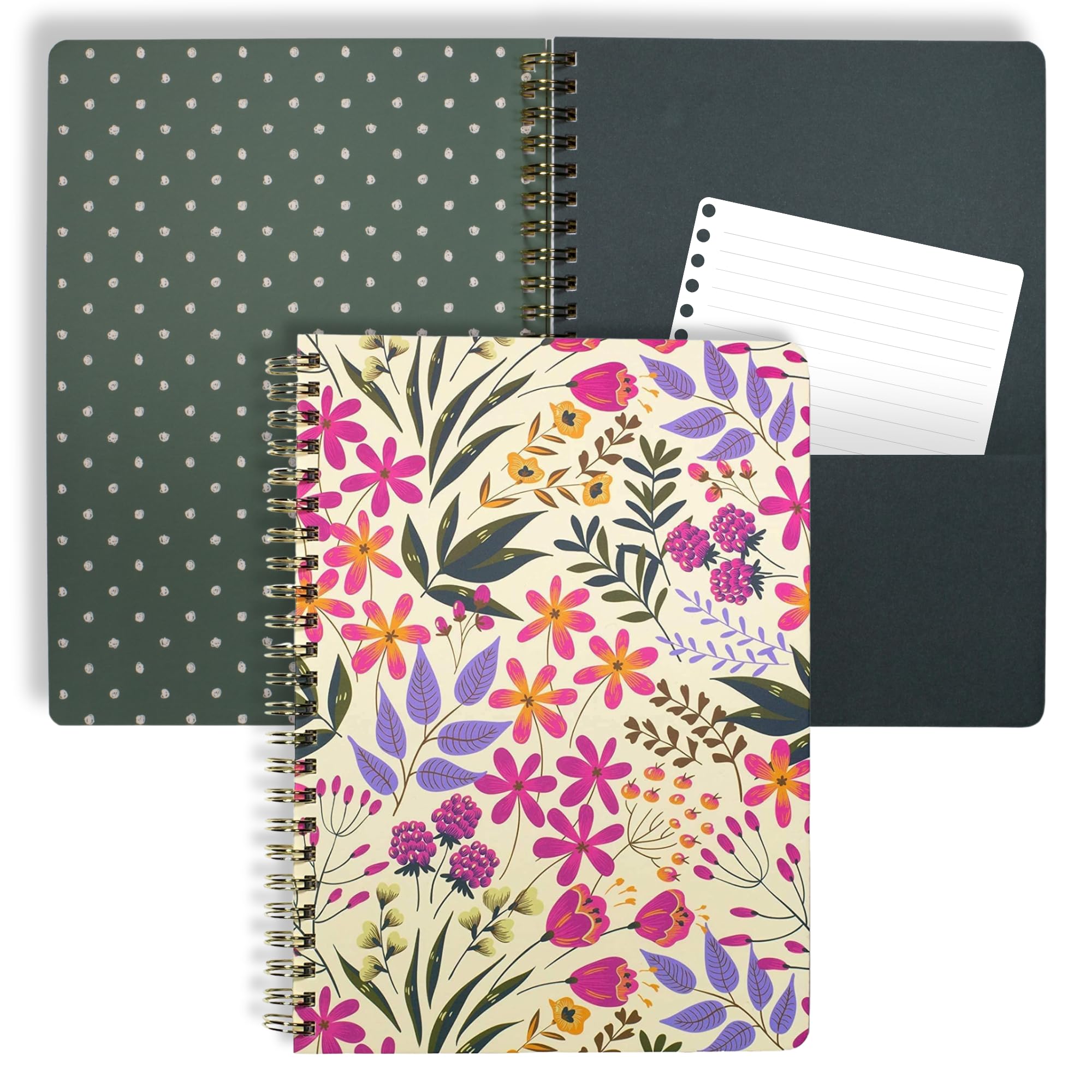 Steel Mill & Co Cute Pink/Purple Floral Mini Spiral Notebook, 8.25' X 6.25' Journal With Durable Hardcover And 160 Lined Pages