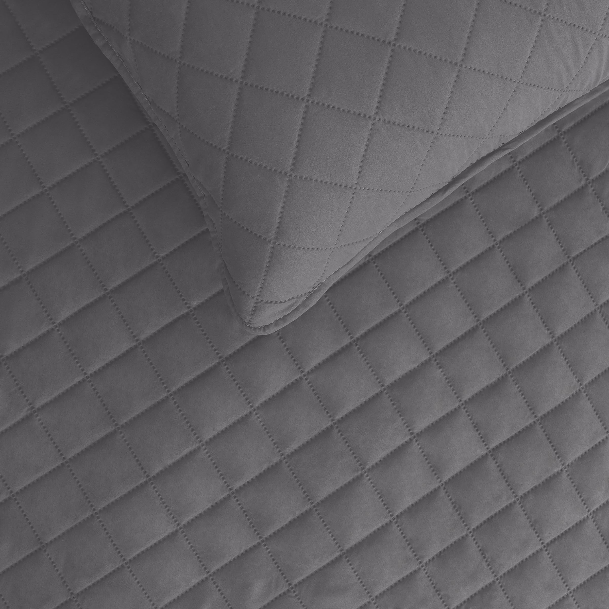 Easy-Going California King Size Reversible Quilt Set With 1 Quilt And 2 Pillow Shams, Soft Bed Quilt Cover, Water Resistant Lightweight Microfiber Bedspread, Stain Resistant, Gray/Light Gray