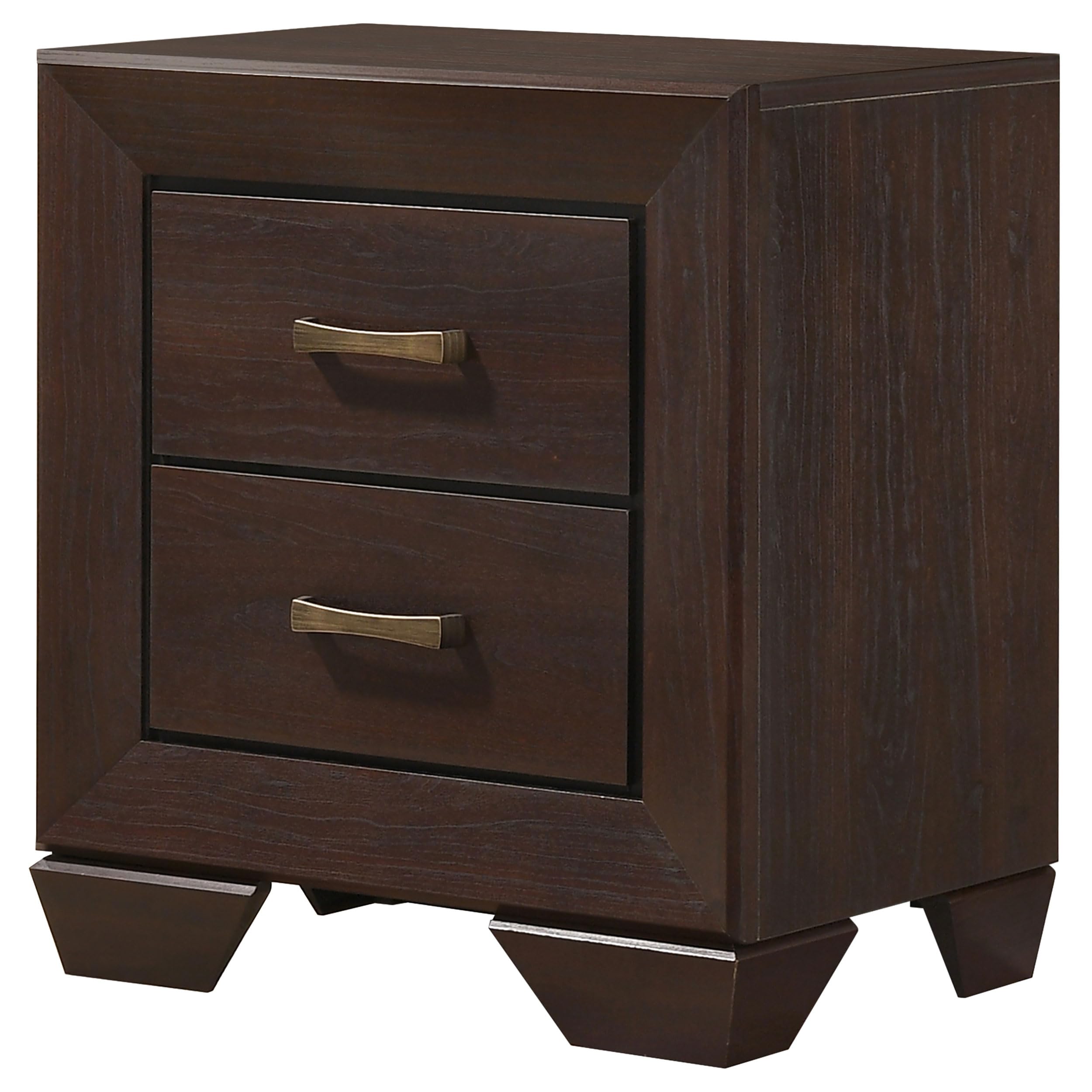 Coaster Home Furnishings Kauffman Transitional Engineered Wood 2-Drawer Bedroom Nightstand Bedside Table Organizer Unit Dark Cocoa 204392