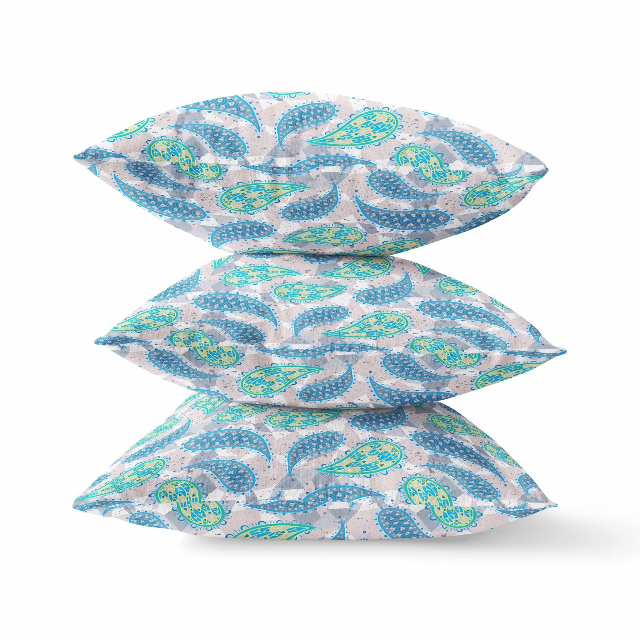 HomeRoots Cream Magenta Red 16â€ Green Indigo Boho Paisley Zippered Suede Throw Pillow