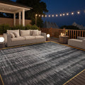 Montvoo Outdoor Rug Waterproof 6X9 Ft With Strip Lights Outdoor Patio Rug Mat Reversible Plastic Straw Rug Outside Outdoor Rug F