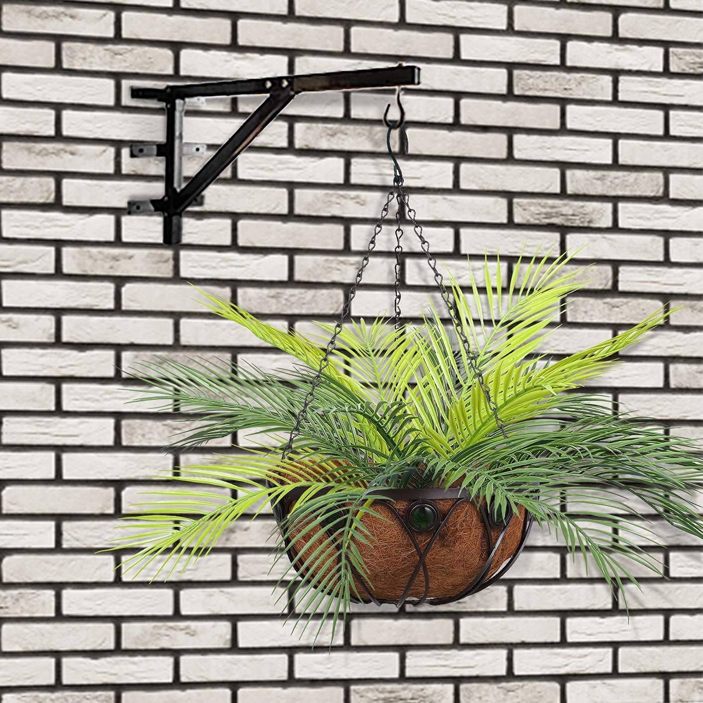 Pasyou Artificial Palm Tree, Plastic Plants Greenery Fake Tropical Shrubs Faux Big Leaves For Home Indoor Outdoor Garden Diy Bas