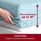 Mellanni Twin Xl Sheet Set - 4-Piece Iconic Collection Bedding, (Including 2 Pillowcases), 16-Inch Deep Pocket, Easy Care, Extra Soft, Cooling Sheets, Brushed Microfiber - Aqua