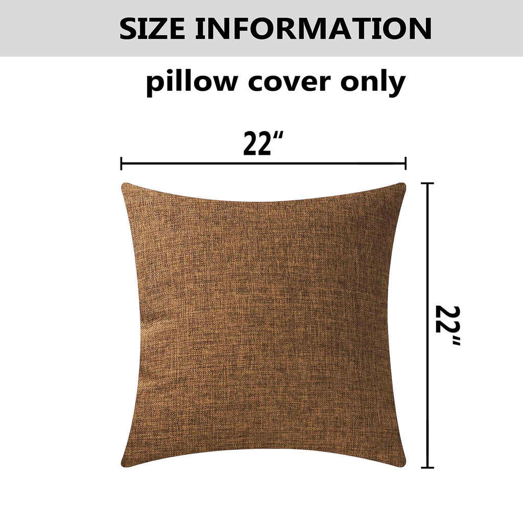 Home Brilliant Brown Throw Pillows For Couch Set Of 2 Lined Linen Throw Pillow Covers For Bench Sofa, 22X22 Inches, 55 Cm