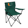 Logo Brands NCAA Miami Hurricanes Portable Quad Chair - Powder-Coated Steel Folding Tailgate Chair with Armrests, Built-In Cup -