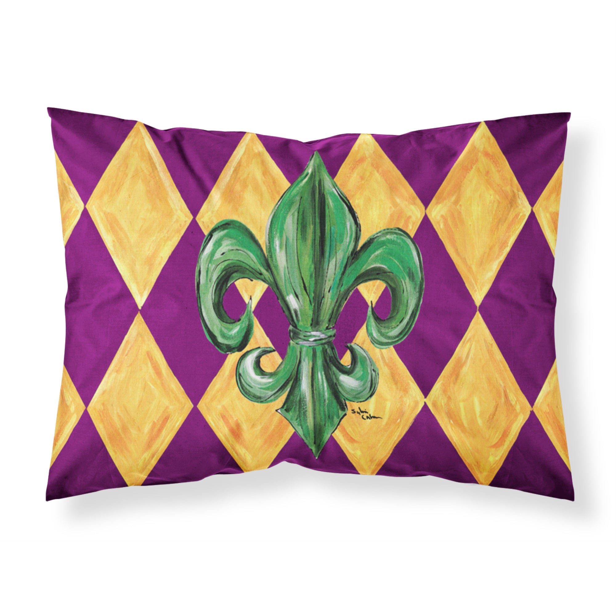 'Caroline'S Treasures 8133Pillowcase Mardi Gras Fleur De Lis Purple Green And Gold Moisture Wicking Fabric Standard Pillowcase,