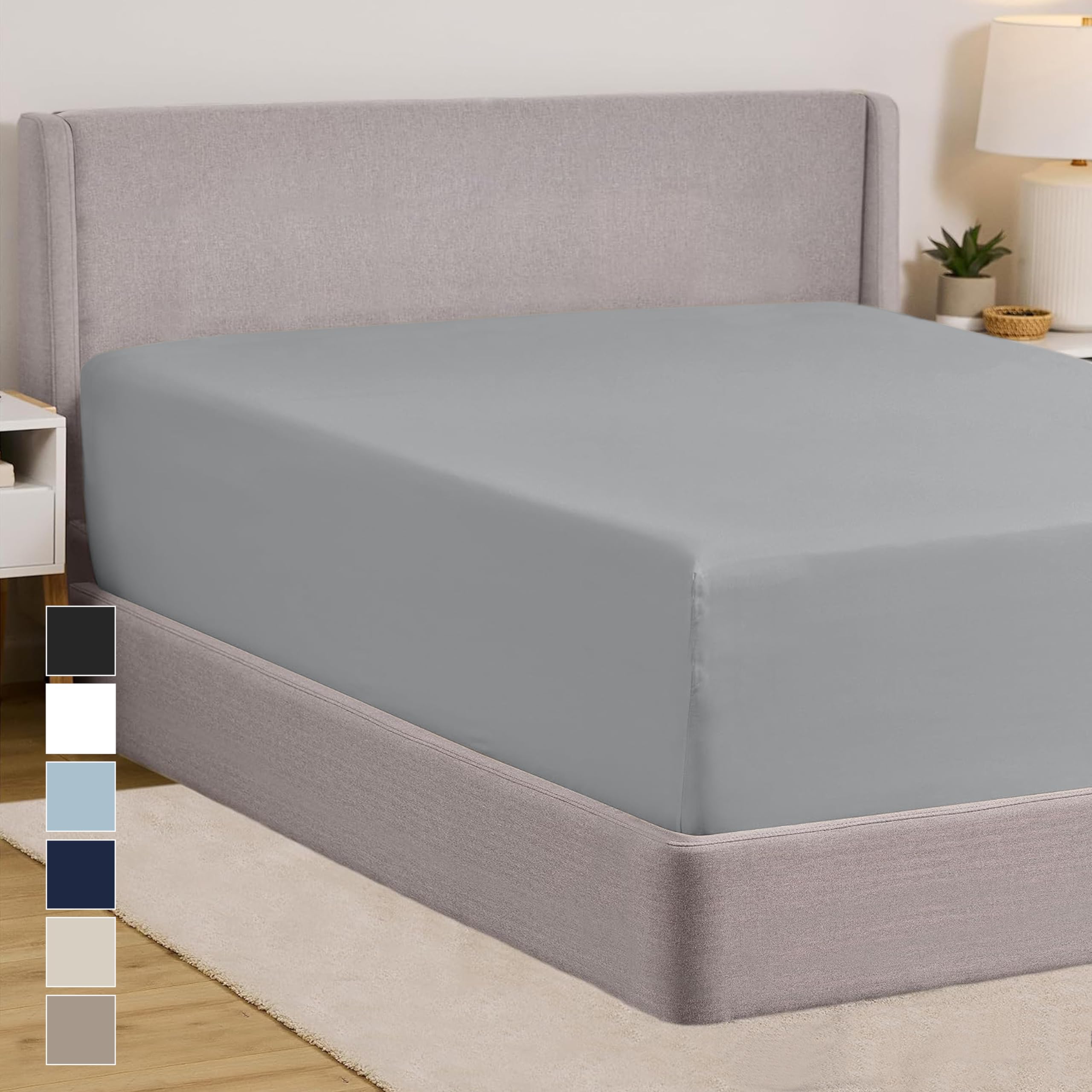 Gorilla Grip Fitted Sheets, Stay In Place Twin Xl Size Bottom Bed Sheet, Deep Pocket Mattress, Soft Breathable Lightweight Microfiber, All Around Elastic, Oeko-Tex, Wrinkle And Shrink Resistant, Gray