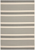 SAFAVIEH Courtyard Collection Runner Rug - 2'3' x 14', Grey & Bone, Stripe Design, Non-Shedding & Easy Care, Indoor/Outdoor & Wa