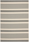 SAFAVIEH Courtyard Collection Area Rug - 8 x 11, Grey & Bone, Stripe Design, Non-Shedding & Easy Care, Indoor/Outdoor & Washab