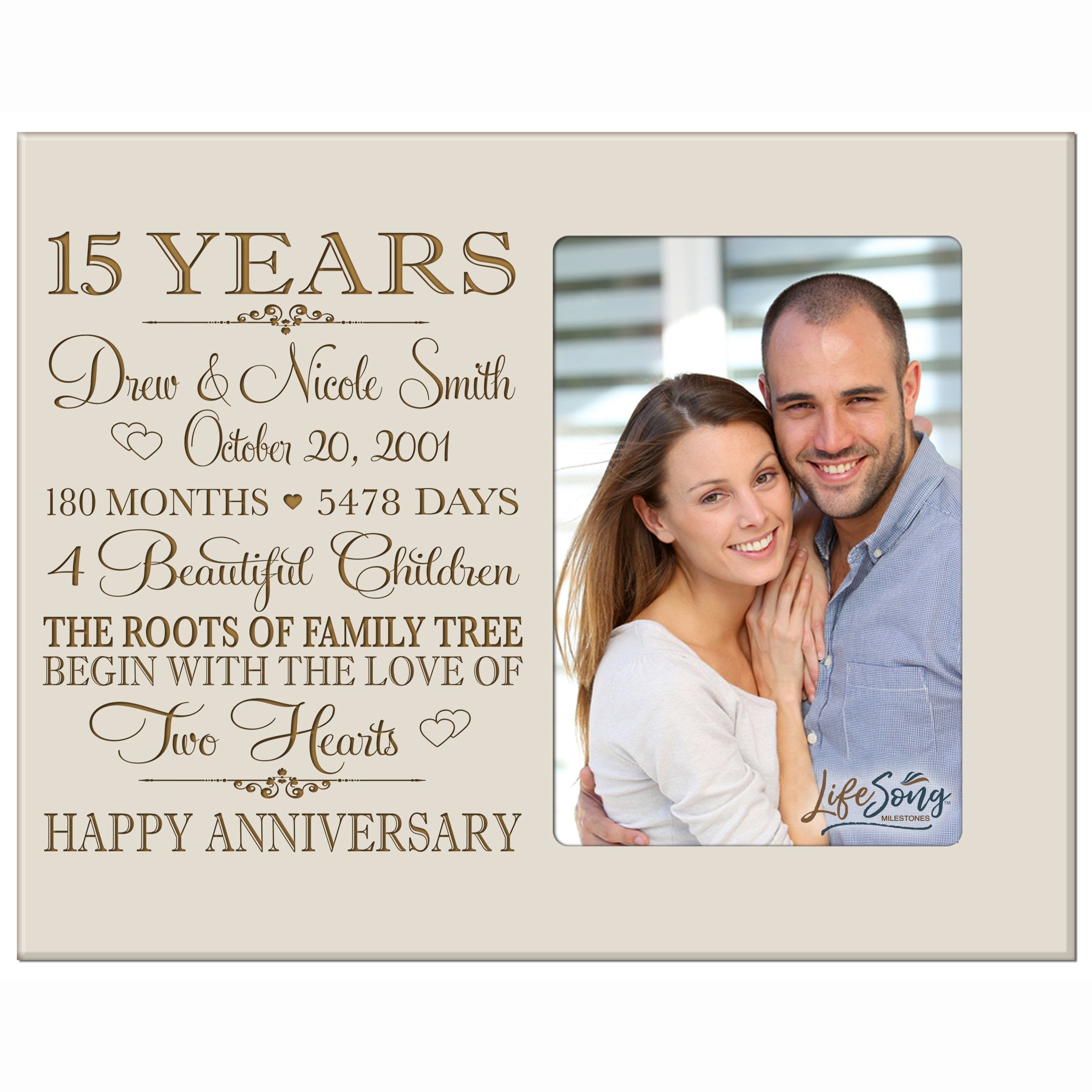 LifeSong Milestones Personalized Fifteen Year for her him Couple Custom Engraved Wedding Gift for Husband Wife Girlfriend Boyfri