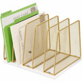 Becomrock 5Section Vertical File Organizer for Desk, Gold