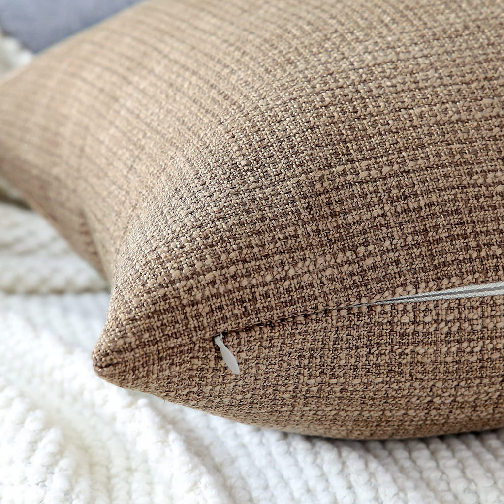Otostar Linen Throw Pillow Covers Set Of 2 Decorative Square Pillowcases Cushion Covers 20X20 Inch For Home Decor Sofa Bedroom Car 50 X 50Cm Coffee Brown