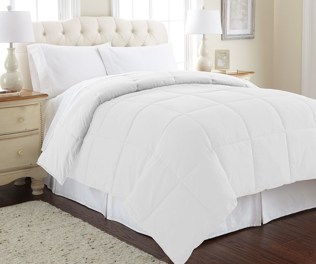 Modern Threads Down Alternative Microfiber Quilted Reversible Comforter & Duvet Insert - Soft, Comfortable Alternative To Goose Down - Bedding For All Seasons White/White Full/Queen